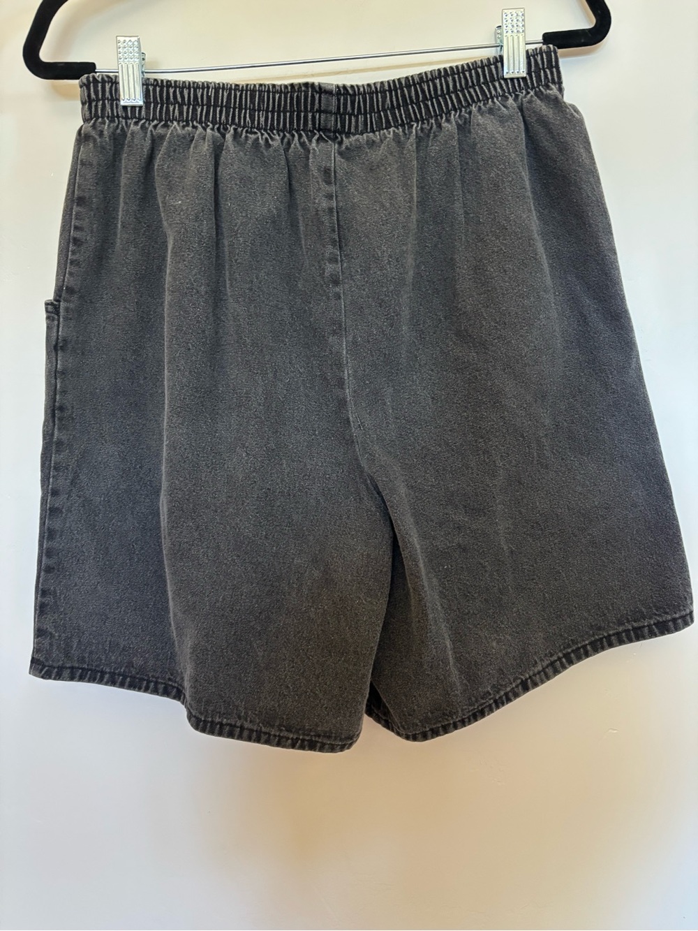 Cabin Creek Washed Black Elastic Waist Denim Bermuda Shorts - Picture 2 of 4